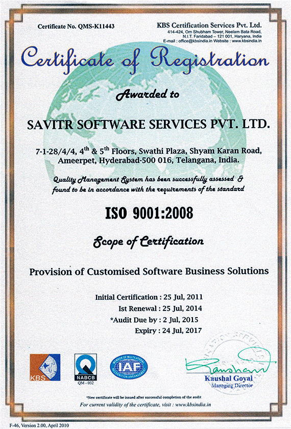 savitr iso certificate